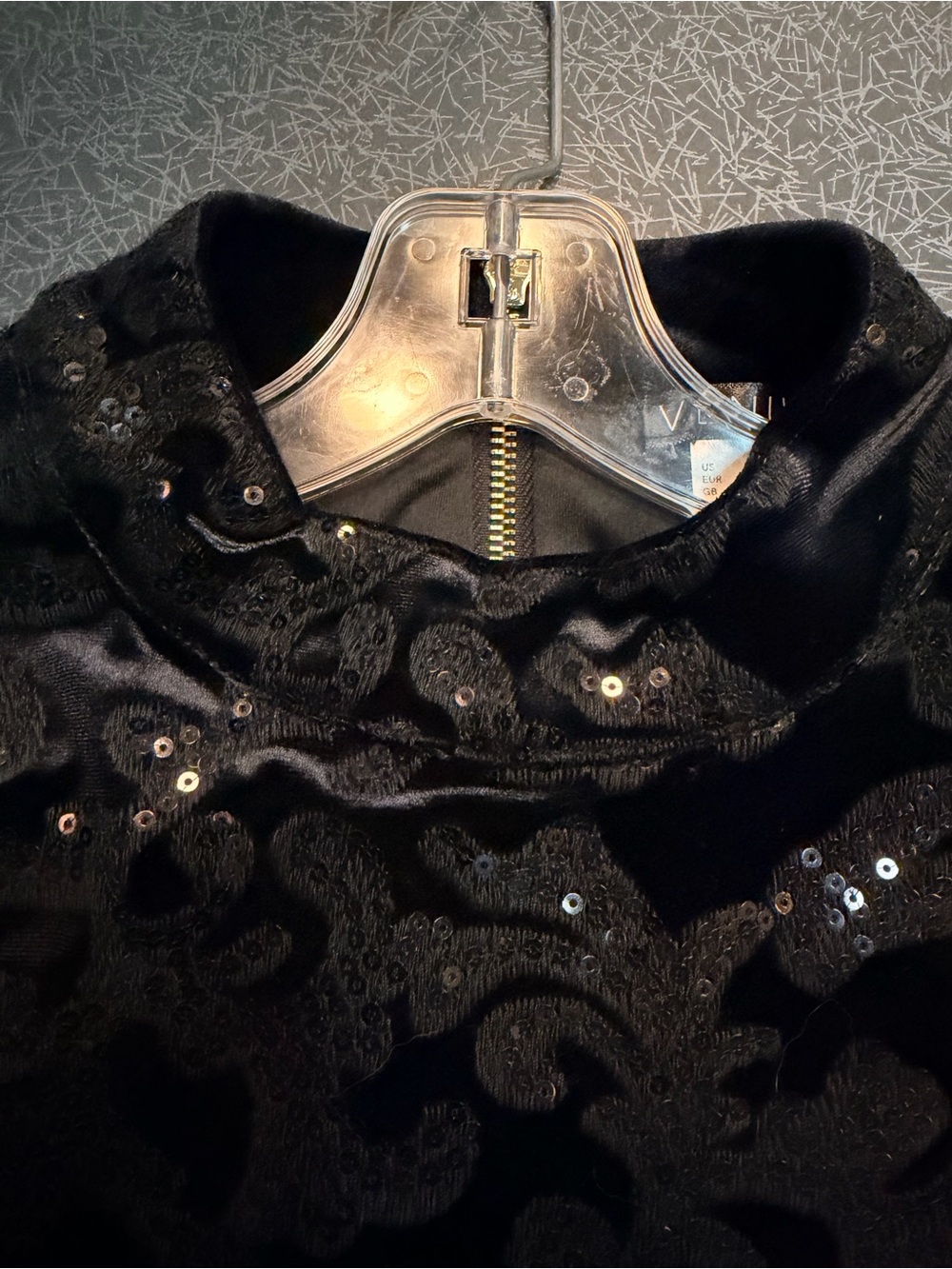 VENUS Dark Navy Velvet Black Sequin Bodycon Cocktail Dress Size 8 - Picture 3 of 10